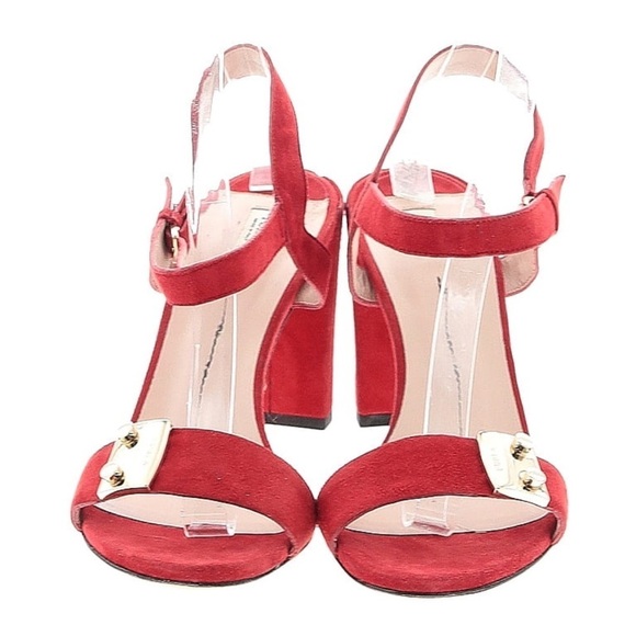 FURLA sz 39.5 METROPOLIS SANDAL ANKLE STRAP PEPERONCINO red suede strappy - Picture 2 of 11